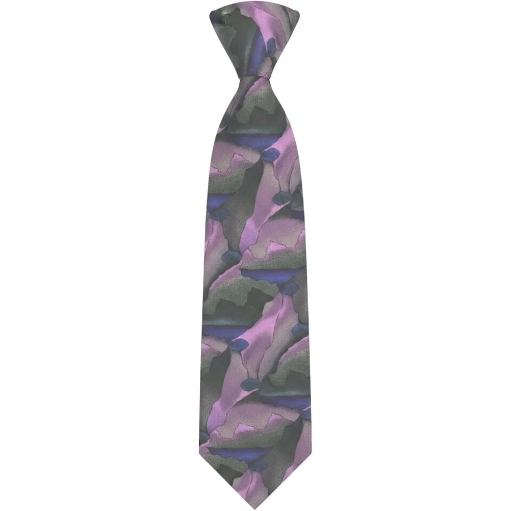 J. Garcia Silk Necktie OS Purple Green Blue Abstract Art Tie